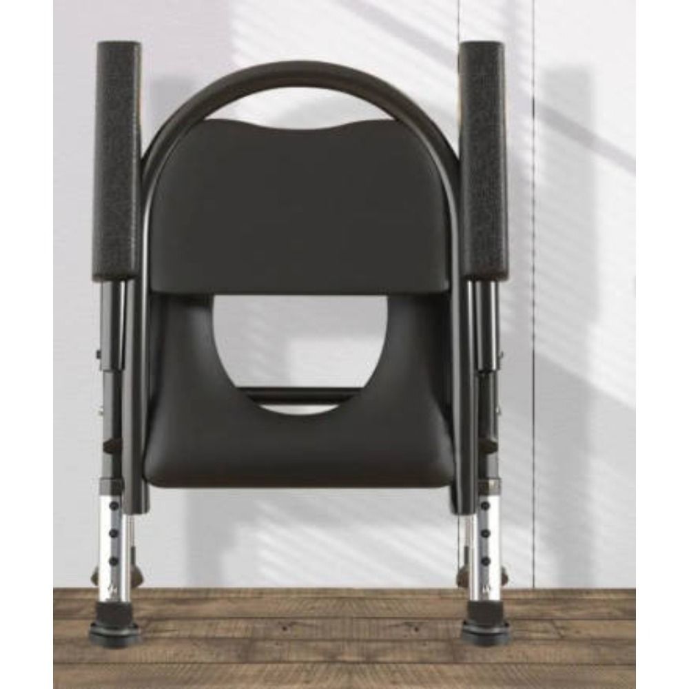 Commode Chair, Height Adjustable Shower Wheelchair, Foldable Bath Chair, Toilet Chair with Padded Seat & Bedpan, Stable & Comfortable, Max Load 400kg