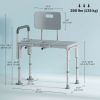 6-Level Adjustable Bath and Shower Transfer Bench Aluminum Chair with Non-Slip Feet, Armrest & Backrest Grey