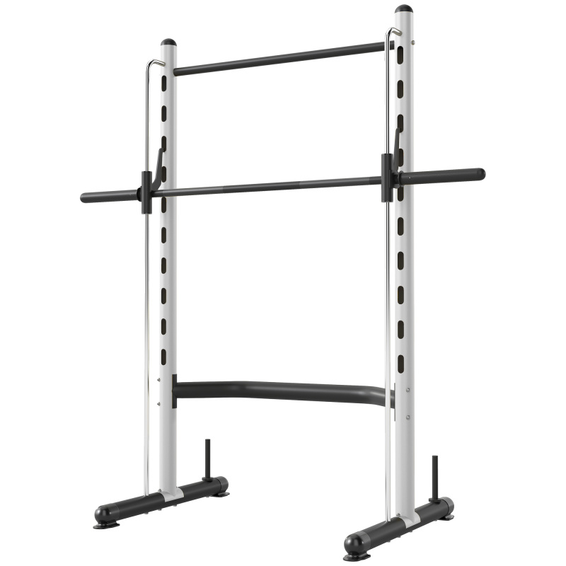 Squat Rack with Pull Up Bar and Barbell Bar Adjustable Bench Press Multi-Function Weight Lifting Half Rack, White
