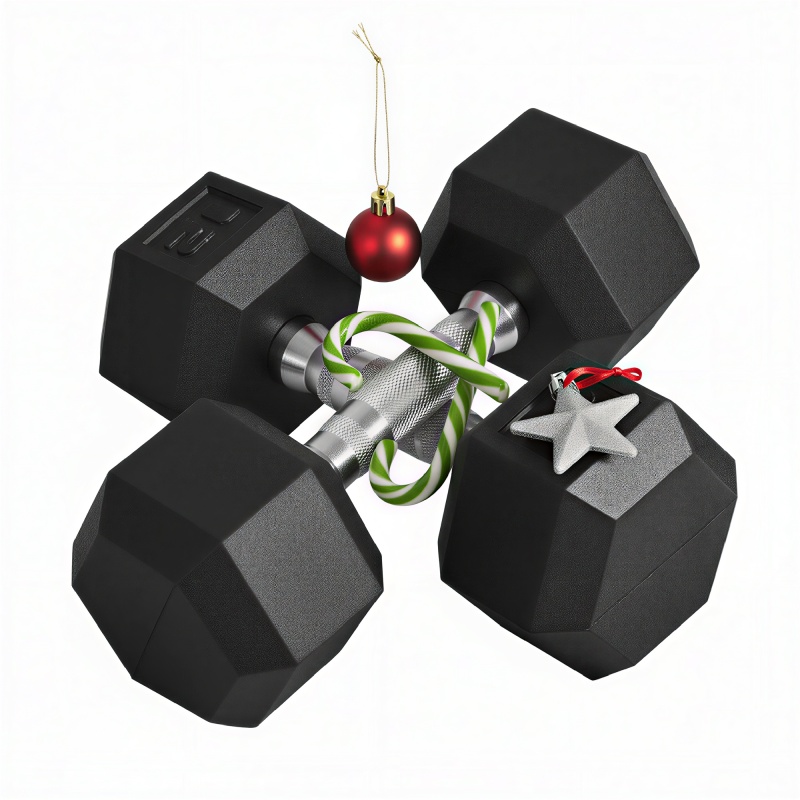 Hex Rubber Dumbbell Set for No Rolling