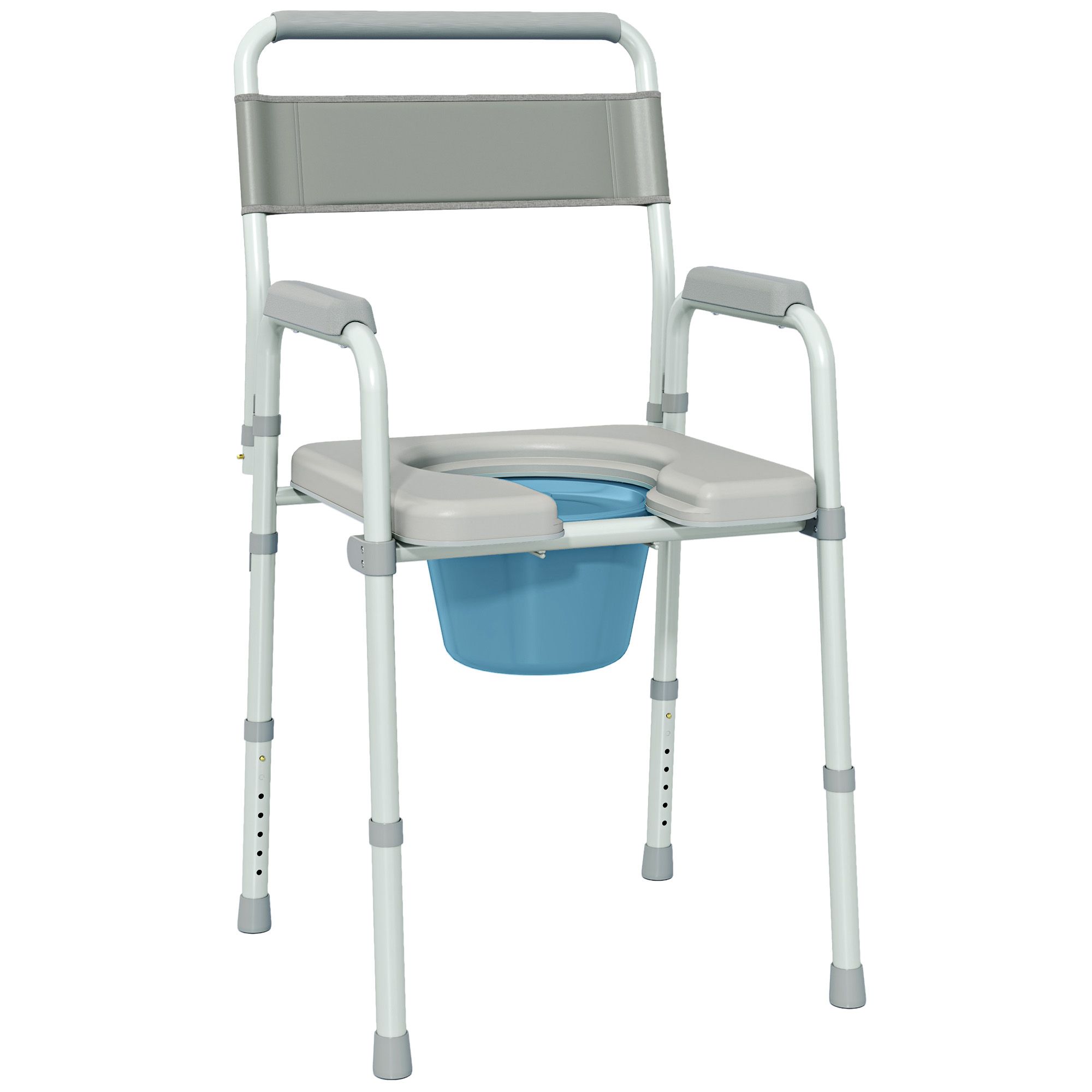 Bedside Commode Chair for Seniors, Adults, Handicap, Raised Toilet Seat with Arm, Adjustable Height, 300 lbs, Gray