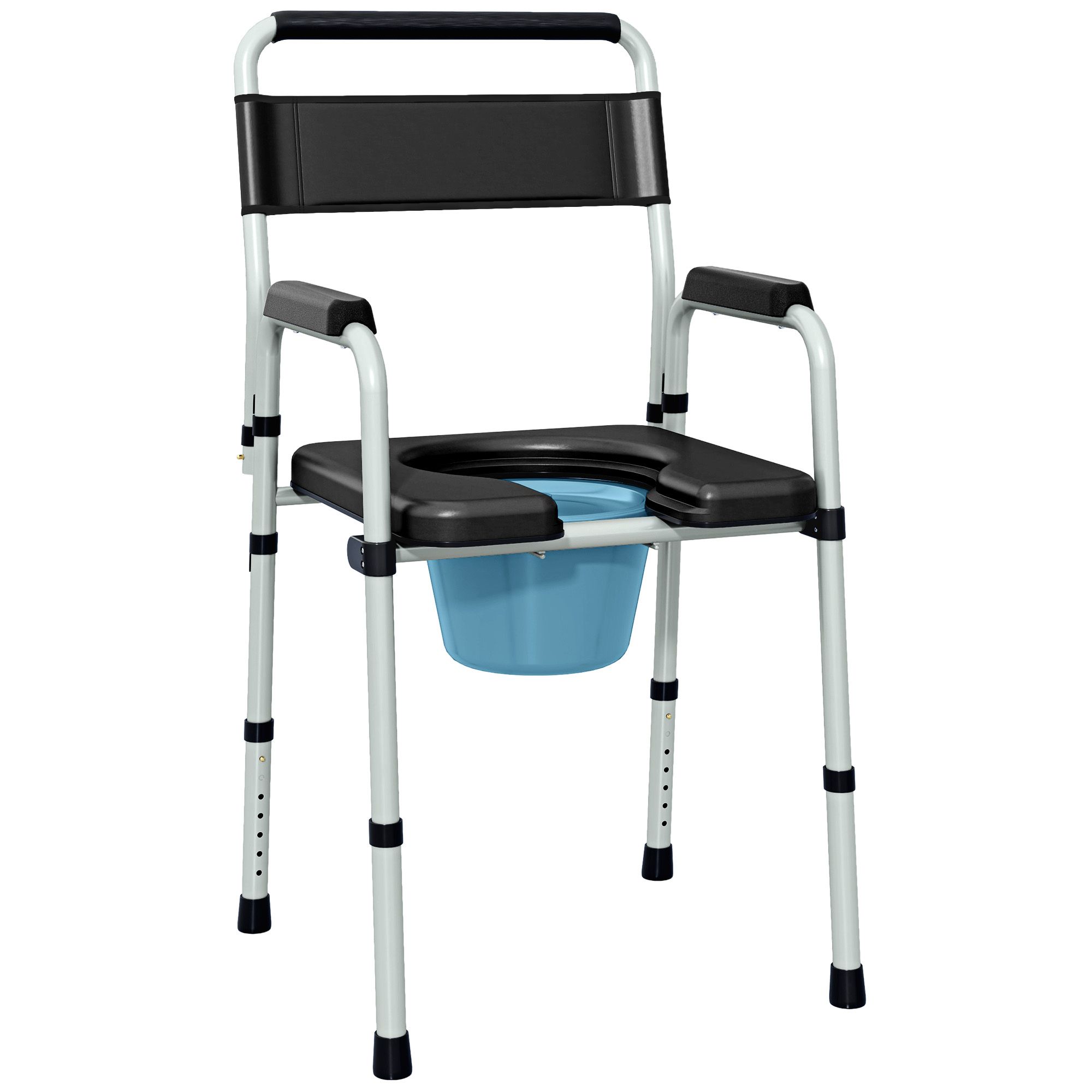 Bedside Commode Chair for Seniors, Adults, Handicap, Raised Toilet Seat with Arm, Adjustable Height, 300 lbs, Black