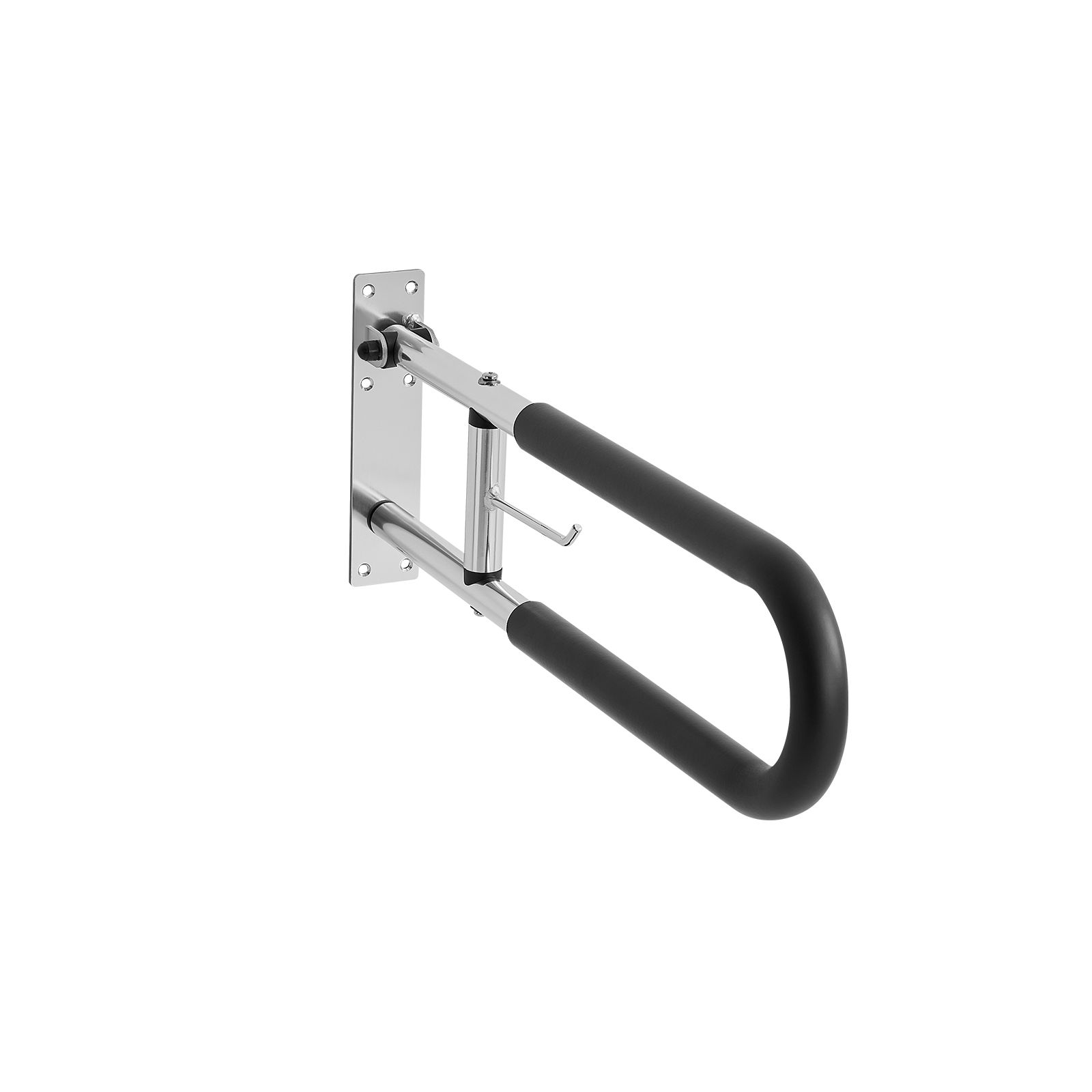 Toilet Safety Rail, 30 Inch U-Shaped Handicap Grab Bar, Foldable Senior Safety Pole, Flip Up Toilet Grab Bars with Anti-Slip Handle
