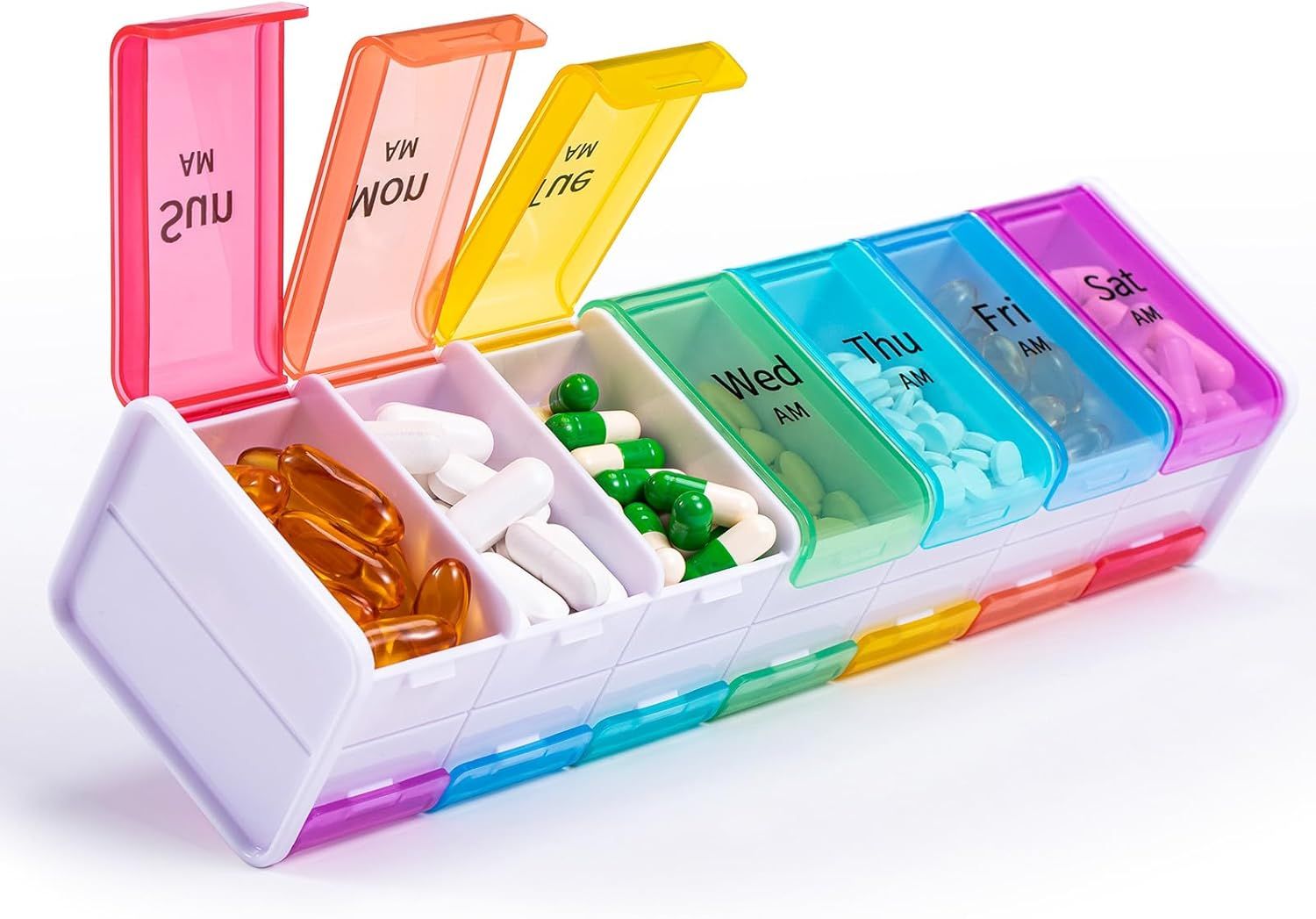 Extra Large Weekly Pill Organizer 2 Times a Day, XXL Pill Box 7 Day with AM PM Large Compartments