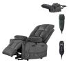 Power Lift Recliner Chair, Dual Motor, Large Electric Lift Chair with Heat and Massage for Elderly, Infinite Position Adjustment, Velvet Fabric