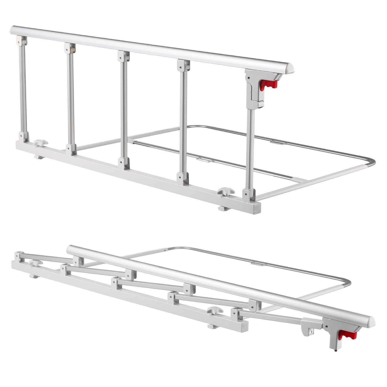 VEVOR Foldable Bed Rail for Elderly, 48 in Bedside Assist Rail with Fixing Strap, Adjustable Height Pipe Bedside Cane