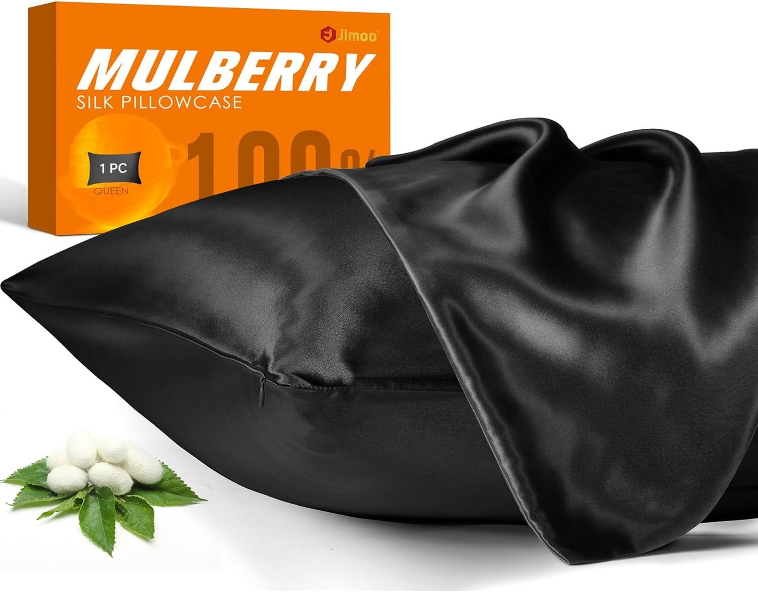 100% Mulberry Silk Pillowcase for Hair and Skin, 22 Momme Pure Natural Silk Pillow Case Both Sided with Zipper, Pillow Cover for Women Mom Men (B