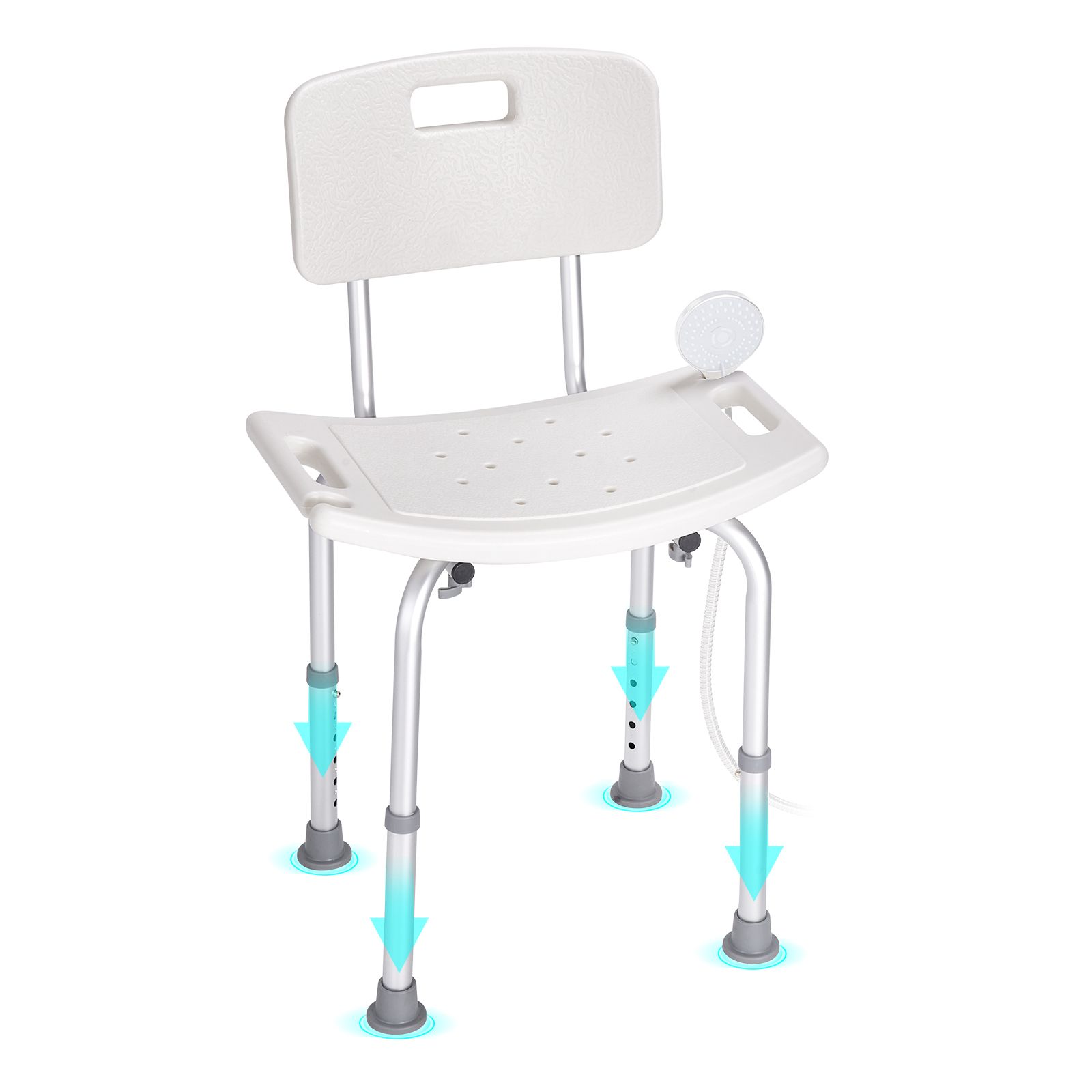 Shower Chair, Shower Seat with Back, Adjustable Height Shower Stool, Shower Chair for Inside Shower Bathtub