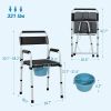 Bedside Commode Chair for Seniors, Adults, Handicap, Raised Toilet Seat with Arm, Adjustable Height, 300 lbs, Black