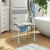 Bedside Commode Chair for Seniors, Adults, Handicap, Raised Toilet Seat with Arm, Adjustable Height, 300 lbs, Gray