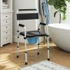 Bedside Commode Chair for Seniors, Adults, Handicap, Raised Toilet Seat with Arm, Adjustable Height, 300 lbs, Black