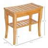 20 Bamboo Shower Bench 2-Tier Wooden Spa Stool Seat Organizer for Bathroom Bedroom Garden Decor