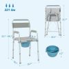 Bedside Commode Chair for Seniors, Adults, Handicap, Raised Toilet Seat with Arm, Adjustable Height, 300 lbs, Gray