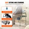 Commode Chair, Bedside Commode with Drop-Down Arms and Detachable Backrest, 5-Level Adjustable Height, 7L Removable Bucket, Easy to Assemble