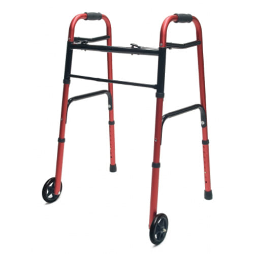 Walker  Adult w/5  Wheels Folding  Red  Case of 2