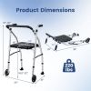 Lightweight Aluminum Mobility Walker for Seniors with 2 Wheels 5-Level Adjustable Height and Padded Seat-Sliver - Color: Silver