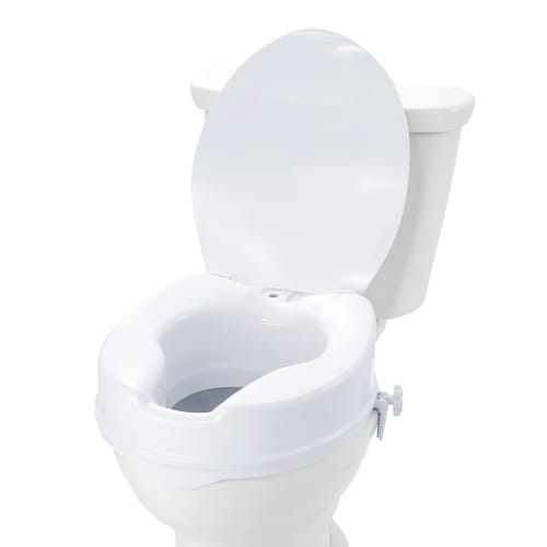 Raised Toilet Seat, 4" Height Raised, 300 lbs Weight Capacity, Universal Toilet Seat Riser, Screw Rod Locking, with Toilet Seat, for Elderly, Handicap