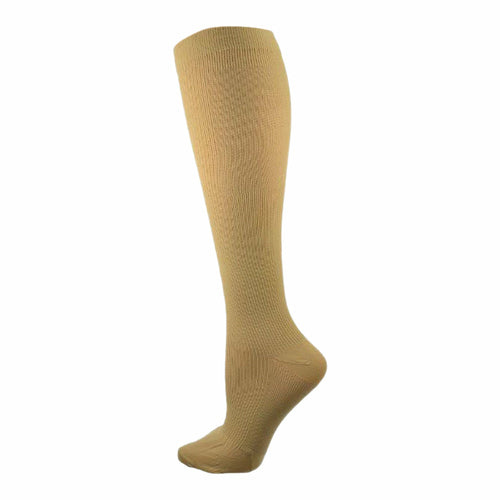 Compression Over-the-Calf Socks - 20-30 mmHg for Women & Men Made in (Color: Khaki, size: small)