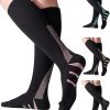 4 Pairs Compression Socks For Women 20-30mmHg Graduated Compression Circulation Support Socks For Running Athletic