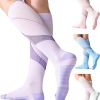4 Pairs Compression Socks For Women 20-30mmHg Graduated Compression Circulation Support Socks For Running Athletic