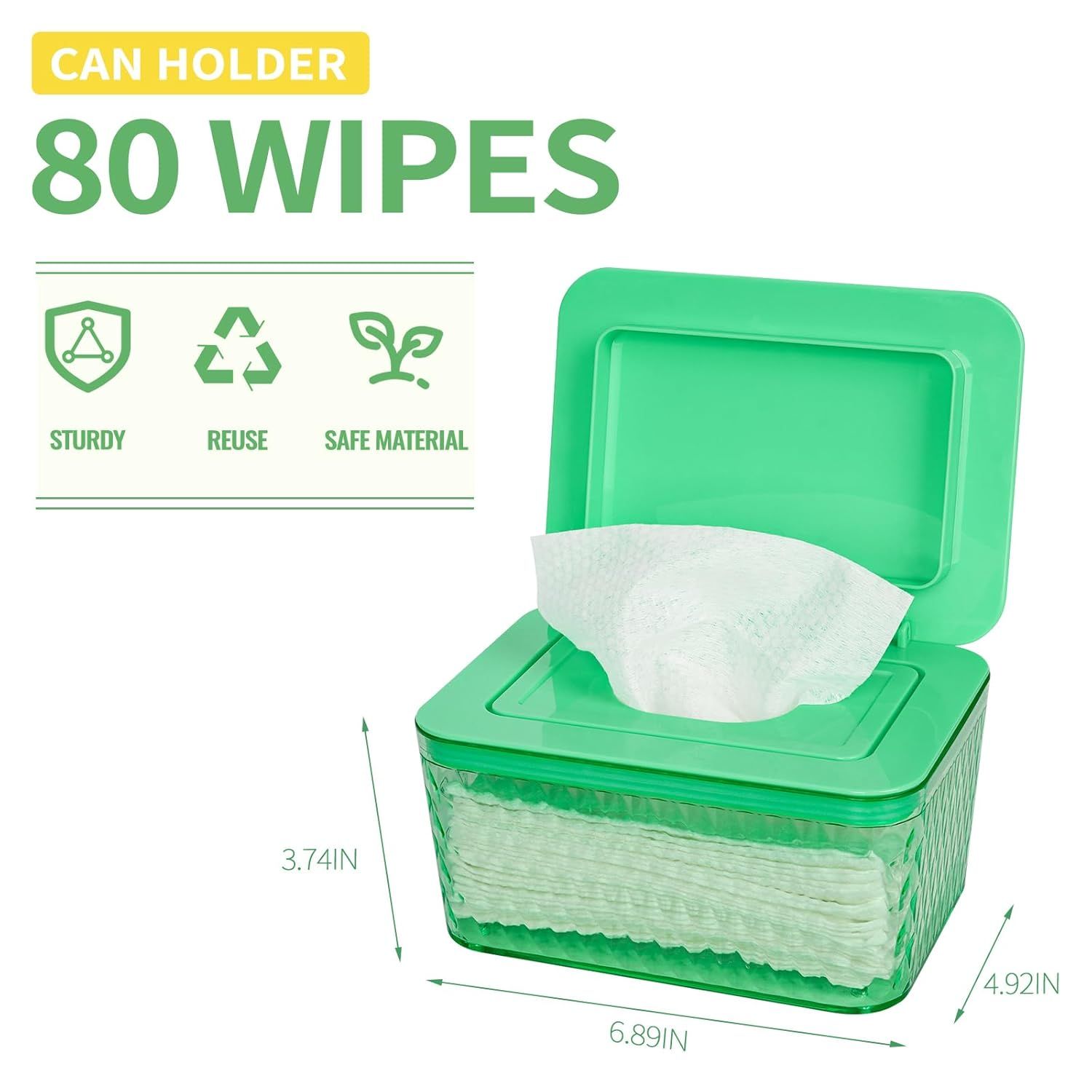 Wipes Dispenser, One-Handed Operation Wipe Holder for Baby & Adult, Seal-Designed Wipes Container for Bathroom Keep Diaper Wipes Fresh (Color: Mint Green)