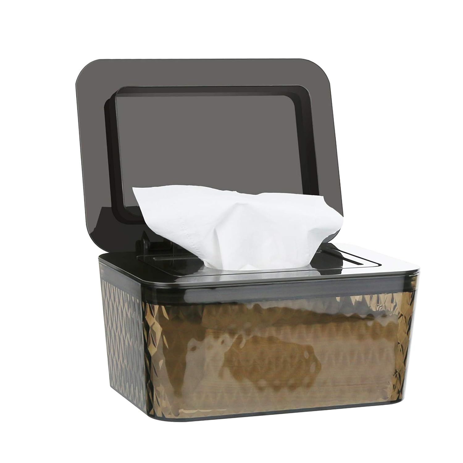Wipes Dispenser, One-Handed Operation Wipe Holder for Baby & Adult, Seal-Designed Wipes Container for Bathroom Keep Diaper Wipes Fresh (Color: Brown)