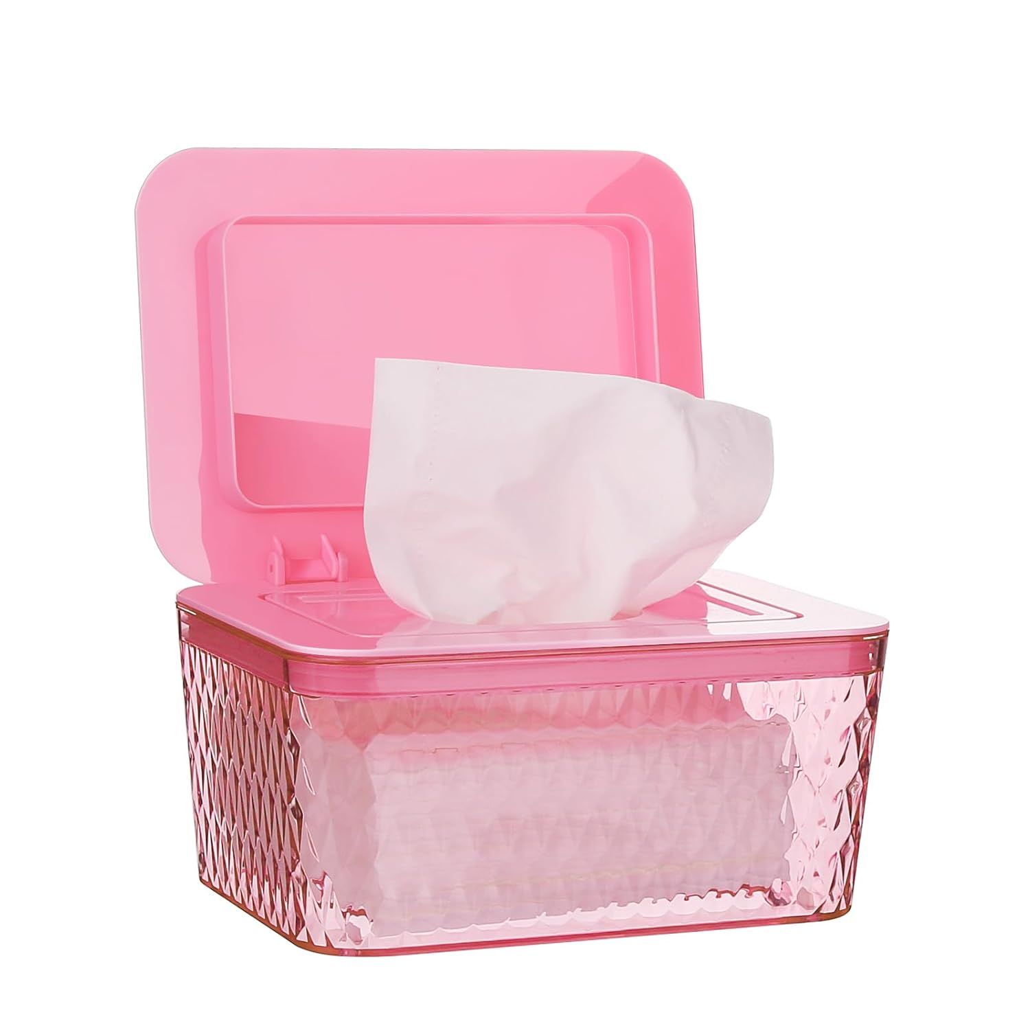 Wipes Dispenser, One-Handed Operation Wipe Holder for Baby & Adult, Seal-Designed Wipes Container for Bathroom Keep Diaper Wipes Fresh (Color: Pink)