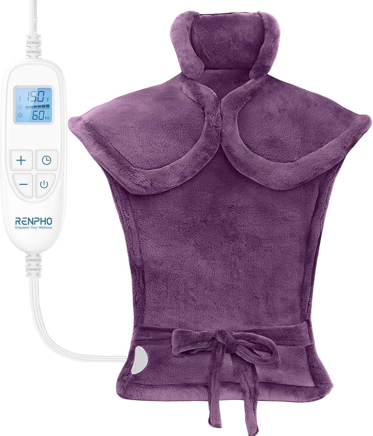 Mothers Day Gifts, Electric Heating Pad - 6 Heat Levels for Neck, Shoulder, and Back, Weighted Pad for Snug Fit - Machine Washable (size: E-purple  24"x33")