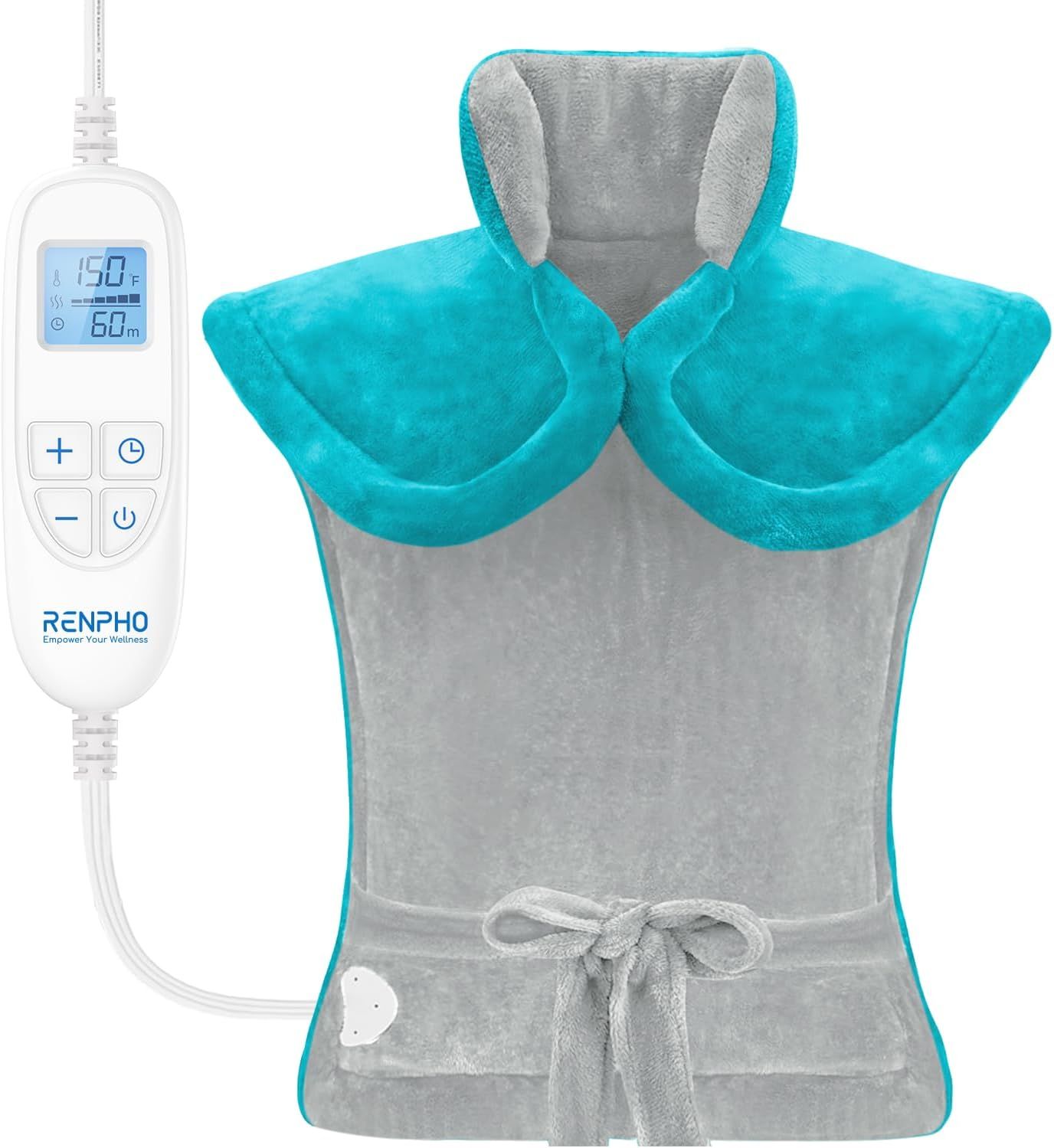 Mothers Day Gifts, Electric Heating Pad - 6 Heat Levels for Neck, Shoulder, and Back, Weighted Pad for Snug Fit - Machine Washable (size: Gray Green 24"x33")