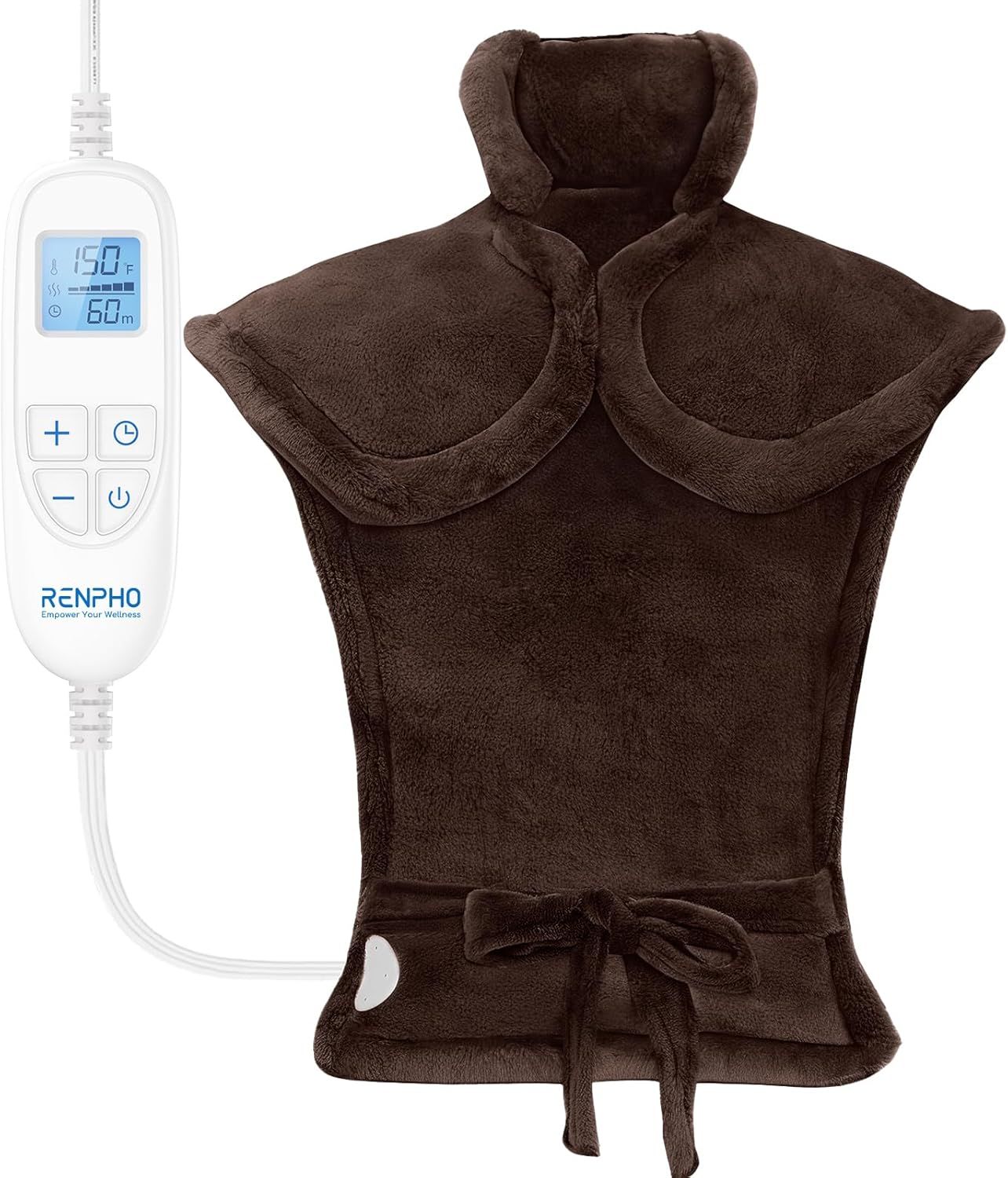 Mothers Day Gifts, Electric Heating Pad - 6 Heat Levels for Neck, Shoulder, and Back, Weighted Pad for Snug Fit - Machine Washable (size: Brown  24"x33")