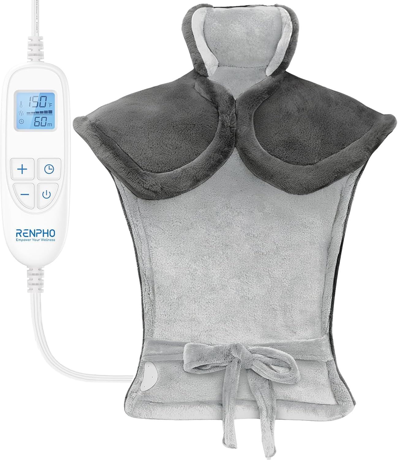 Mothers Day Gifts, Electric Heating Pad - 6 Heat Levels for Neck, Shoulder, and Back, Weighted Pad for Snug Fit - Machine Washable (size: Gray White  24"x33")
