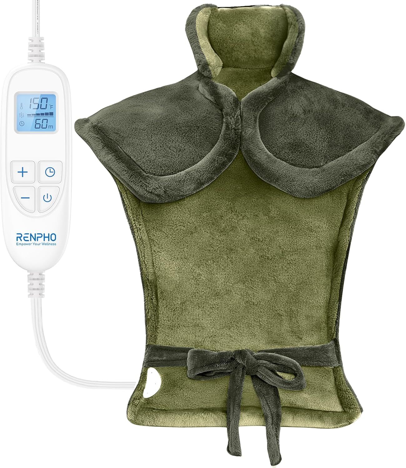 Mothers Day Gifts, Electric Heating Pad - 6 Heat Levels for Neck, Shoulder, and Back, Weighted Pad for Snug Fit - Machine Washable (size: Green 24"x33")