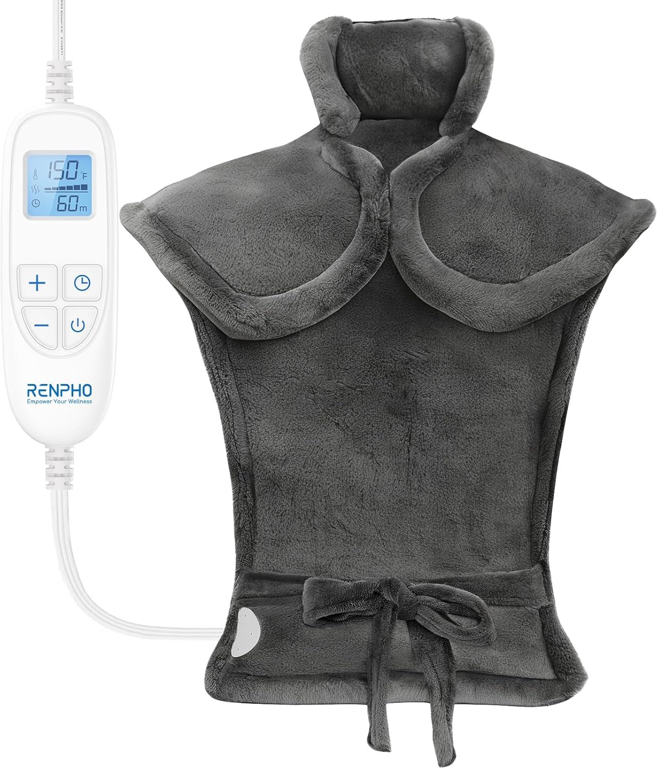 Mothers Day Gifts, Electric Heating Pad - 6 Heat Levels for Neck, Shoulder, and Back, Weighted Pad for Snug Fit - Machine Washable (size: A-gray  24"x33")