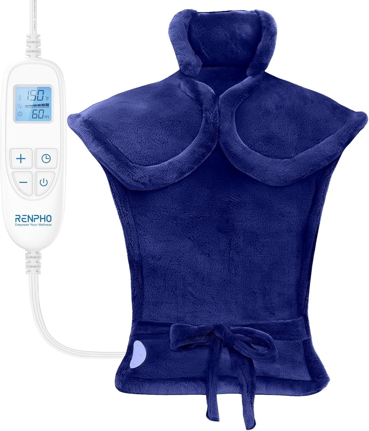 Mothers Day Gifts, Electric Heating Pad - 6 Heat Levels for Neck, Shoulder, and Back, Weighted Pad for Snug Fit - Machine Washable (size: Dark Blue   24"x33")