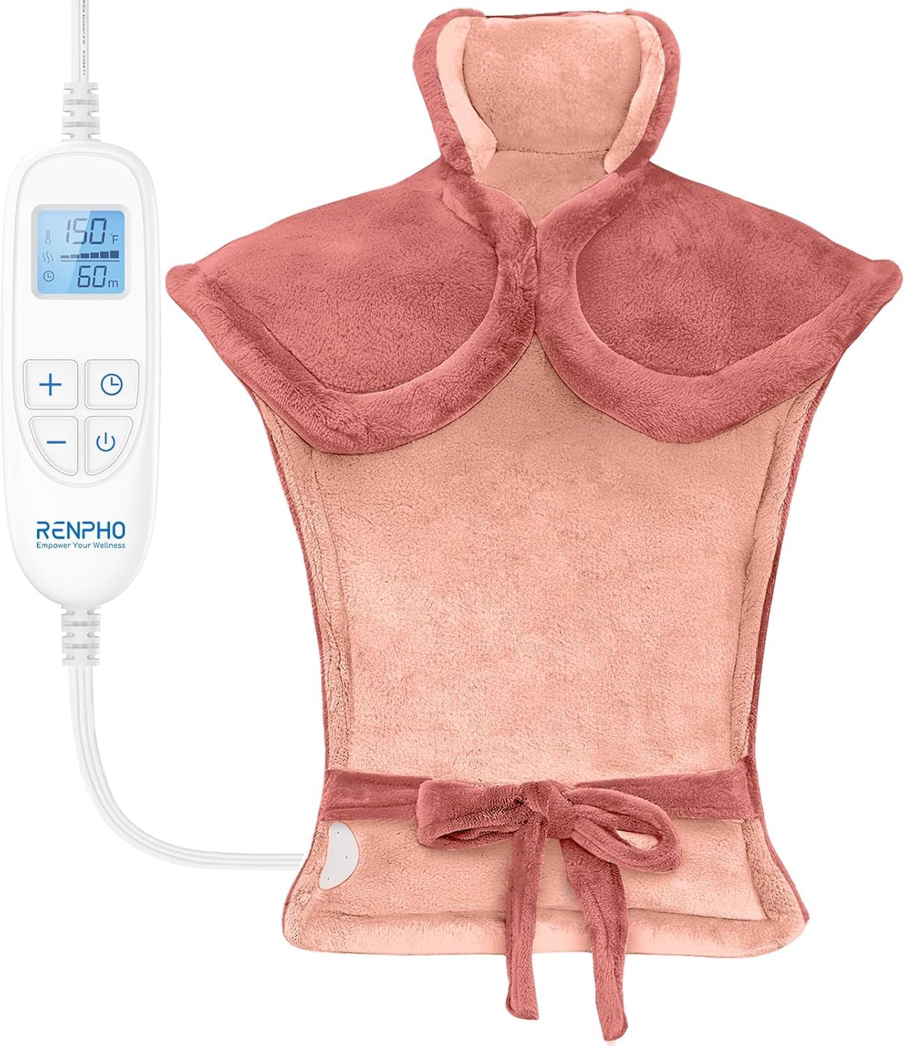 Mothers Day Gifts, Electric Heating Pad - 6 Heat Levels for Neck, Shoulder, and Back, Weighted Pad for Snug Fit - Machine Washable (size: E-pink   24"x33")