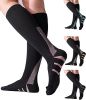 4 Pairs Compression Socks For Women 20-30mmHg Graduated Compression Circulation Support Socks For Running Athletic