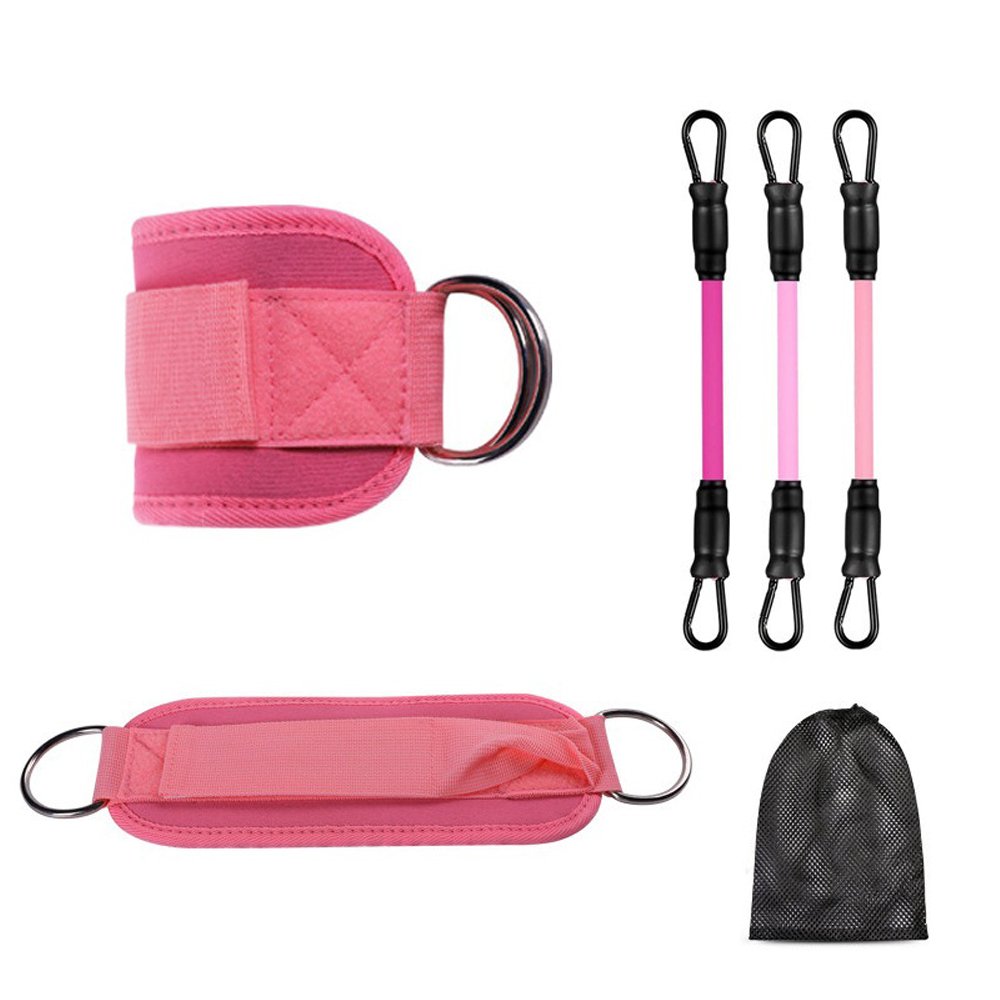 Ankle Resistance Bands With Cuffs For Women & Men,Adjustable Leg Workout Bands For Kickbacks, Booty Lift For Home Gym (Option: Pink)