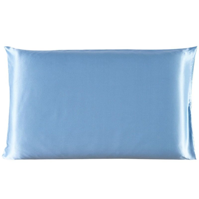 Pillowcase Satin Solid Color Simulation Silk Single Pillowcase Ice Silk Pillowcase (Option: Blue-20x29inches-1PC)