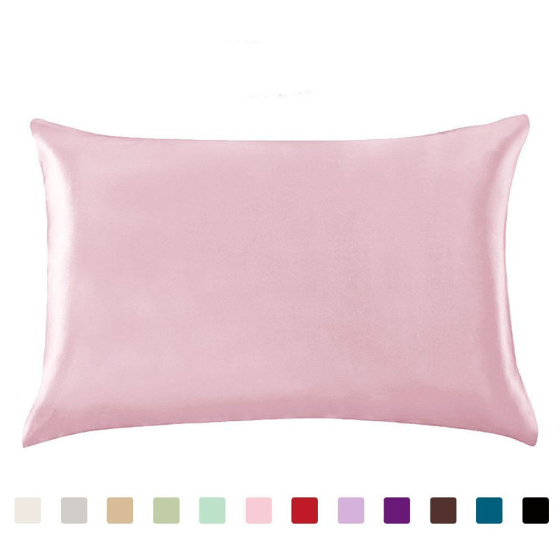 Pillowcase Satin Solid Color Simulation Silk Single Pillowcase Ice Silk Pillowcase (Option: Pink-20 X36inches-1PC)