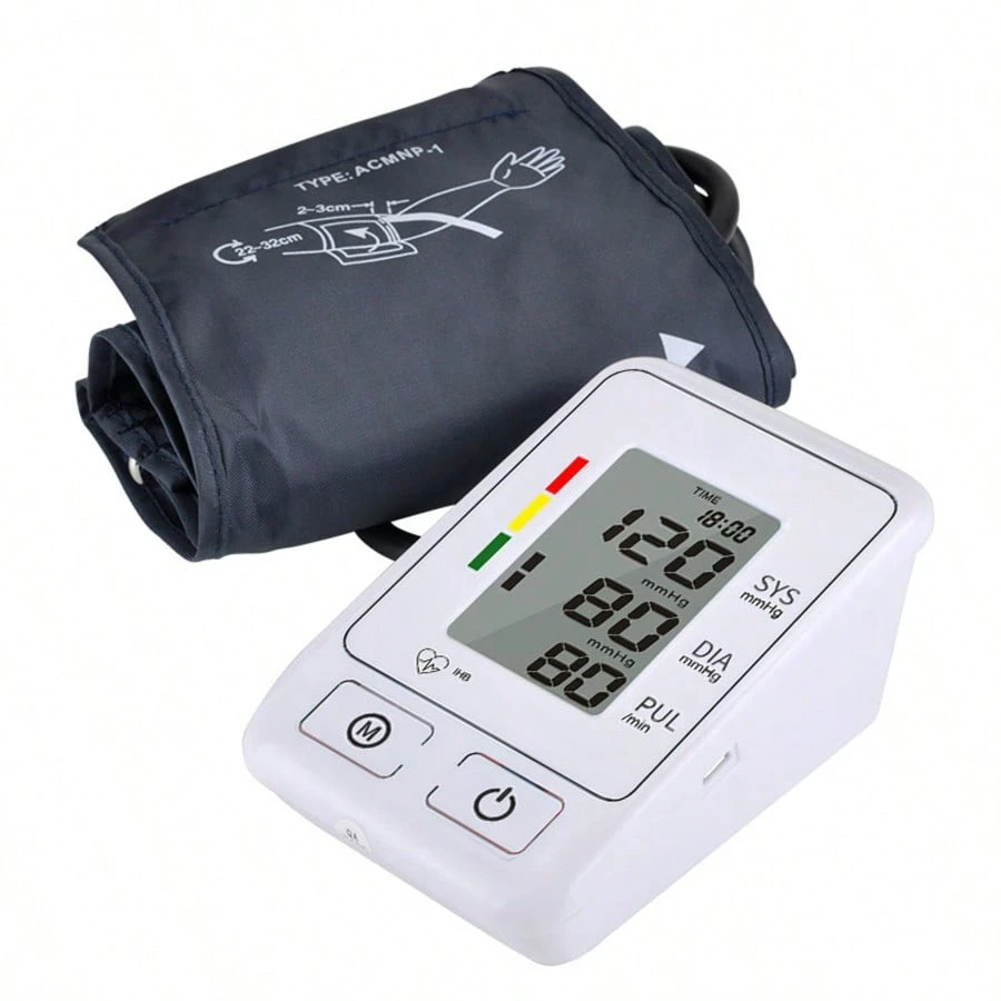 Blood Pressure Monitor Upper Arm Blood Pressure Monitors For Home Use With Bp Cuff, Large Screen Bp Machine, 190 Memory, USB Powered And Battery (Option: white)