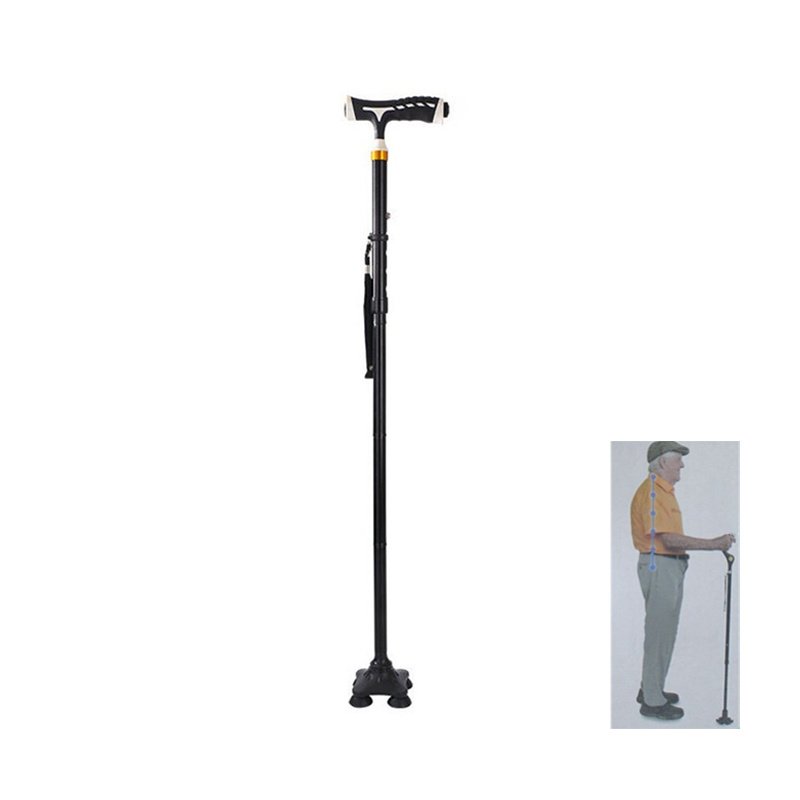 Multifunctional Folding Elderly Walking Sticks With Lights (Type: Style B, Color: As pic show)
