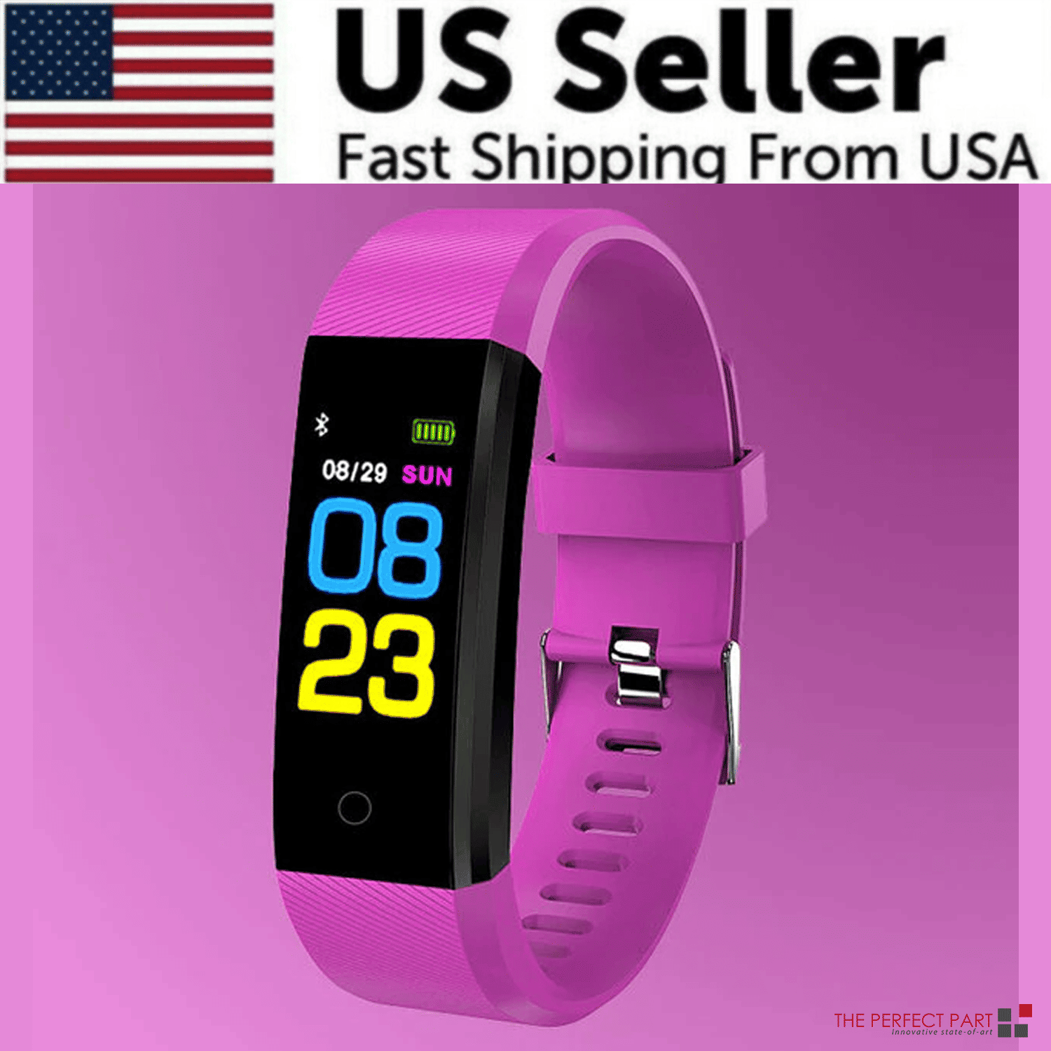 Fitness Smart Watch Activity Tracker Heart Rate For Women Men Oxygen BP Monitor (Color: Purple)