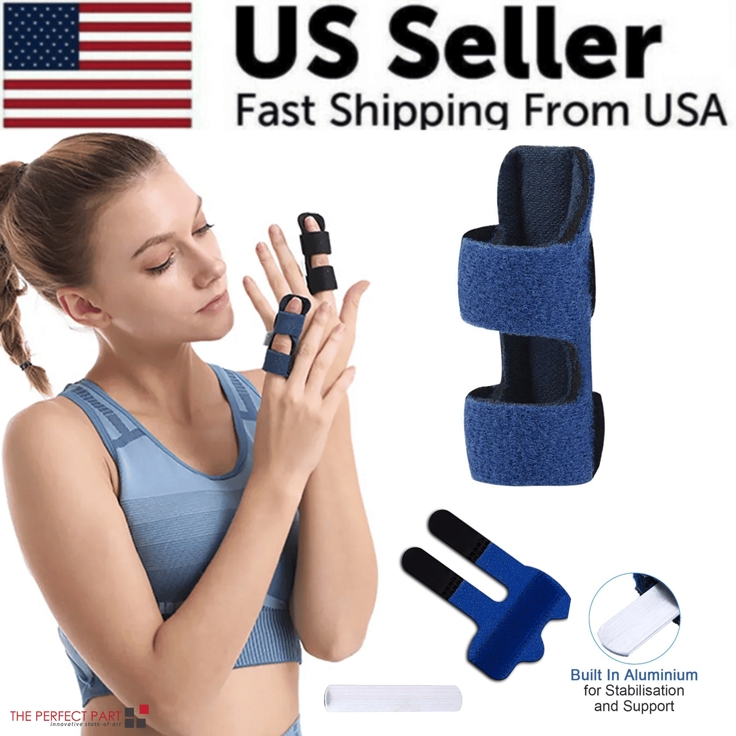 Adjustable Trigger Finger Splint Straightener Corrector Brace Support Protector (Colors: Blue - 1 Pack)