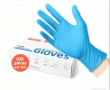 Disposable nitrile gloves, powder-free and latex-free blue examination gloves, 100 pieces per box, food-grade and chemical corrosion resistant