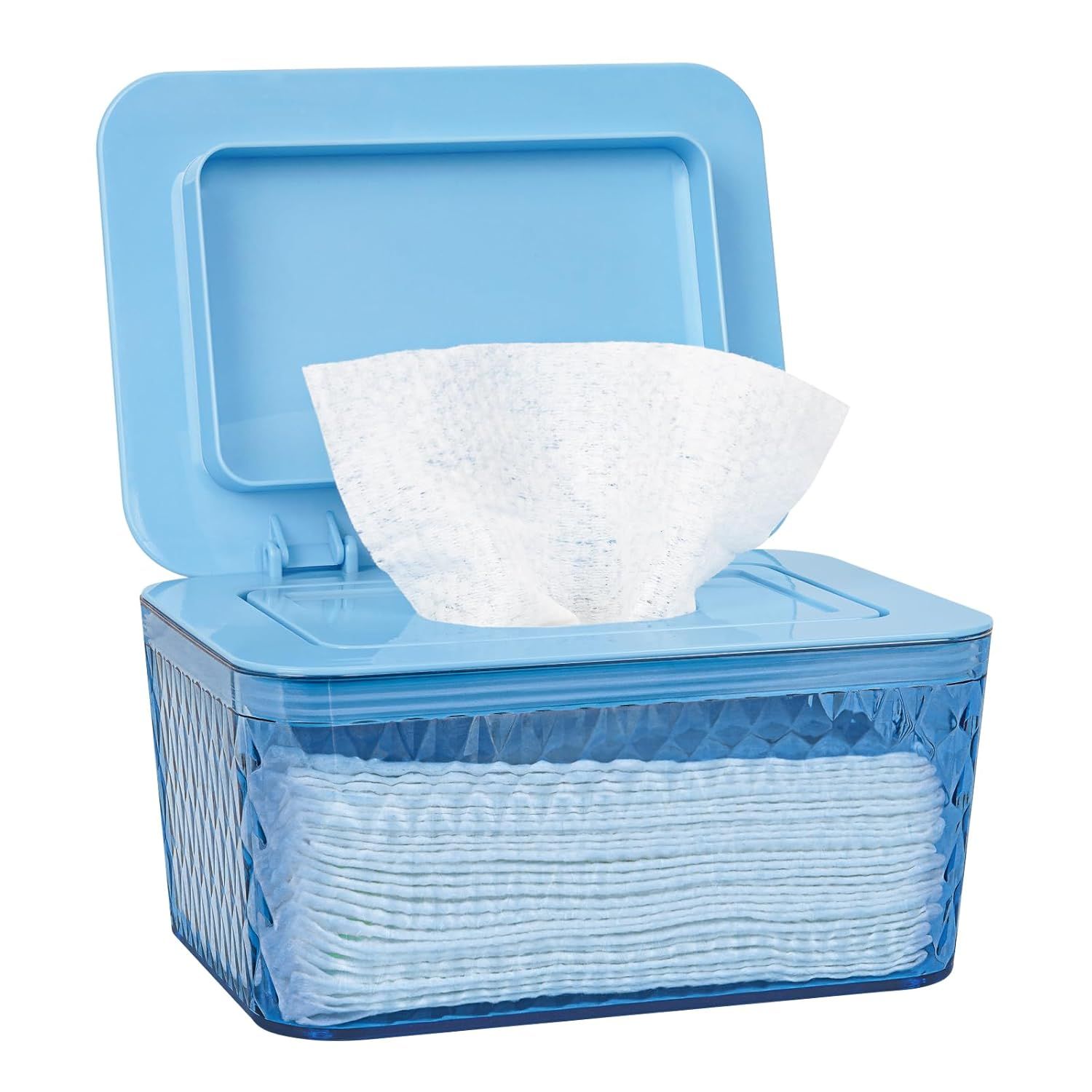 Wipes Dispenser, One-Handed Operation Wipe Holder for Baby & Adult, Seal-Designed Wipes Container for Bathroom Keep Diaper Wipes Fresh (Color: Blue)