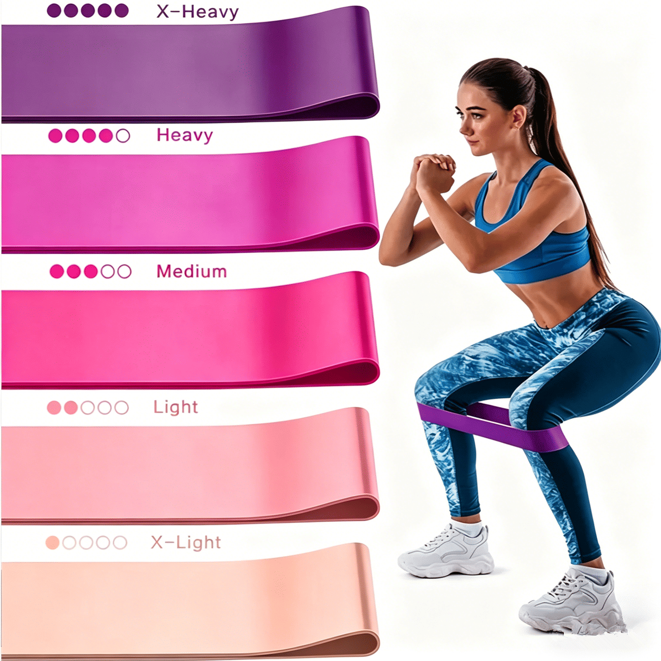 Workout Resistance Bands Loop Set Fitness Yoga Booty Leg Exercise Band Gym Fitness Butt Lift (Color: Pink)