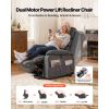 Power Lift Recliner Chair, Dual Motor Medium Lift Chair with Heat and Massage for Elderly, Position Adjustable, Remote Control, with Side Pockets