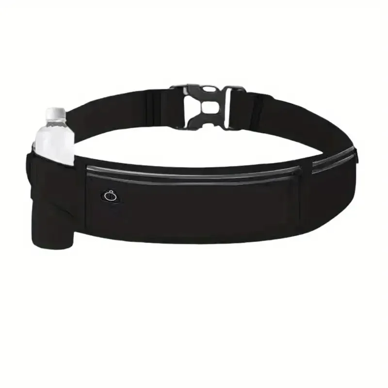 Breathable Invisible Running Waist Pack - Nylon With Lock Closure, Reflective Strips & Multiple Pockets For Hiking, Dog Walking, Gym - Unisex Des (Option: black)